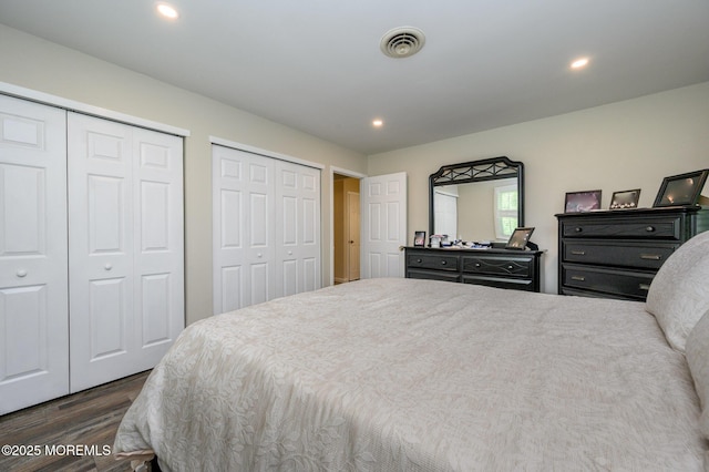 1A Winthrop Pl Unit 55, Whiting, NJ 08759 - bedroom featuring dark wood-style flooring, multiple closets, and recessed lighting