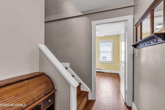 742 Leroy Pl, Lake Como, NJ 07719 - staircase with hardwood / wood-style flooring and a baseboard radiator