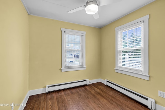 742 Leroy Pl, Lake Como, NJ 07719 - spare room with a baseboard heating unit, plenty of natural light, and dark wood-style flooring