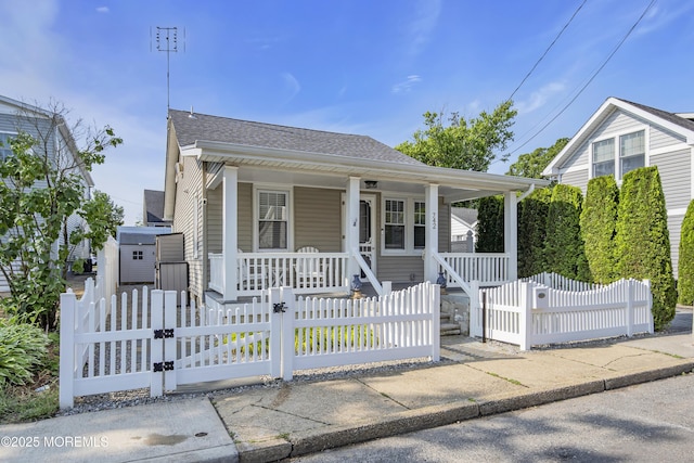 742 Leroy Pl, Lake Como, NJ 07719 - bungalow-style house with a porch, a gate, and roof with shingles