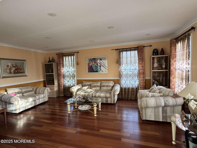 36 Graversham Dr, Marlboro, NJ 07746 - living area with hardwood / wood-style floors and crown molding