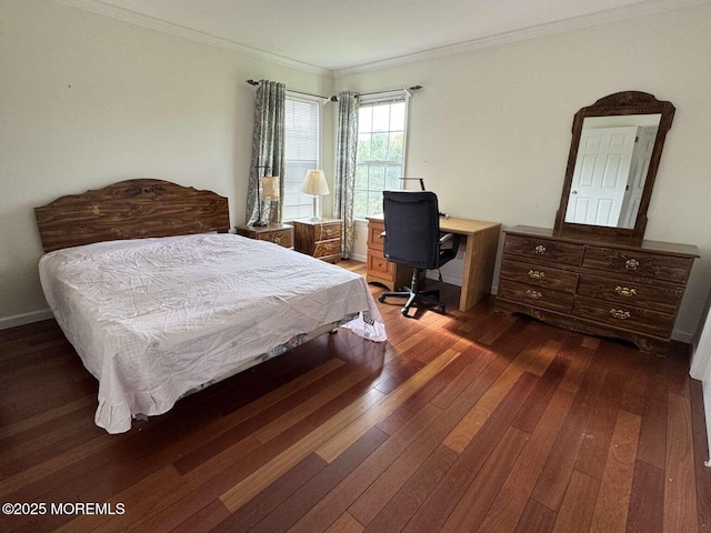 36 Graversham Dr, Marlboro, NJ 07746 - bedroom with wood-type flooring, ornamental molding, and an office area