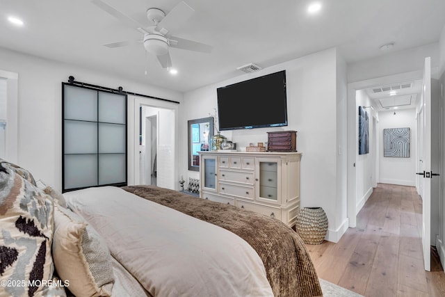 2574 Algonkin Trl, Manasquan, NJ 08736 - bedroom featuring light wood-type flooring, baseboards, attic access, recessed lighting, and ceiling fan