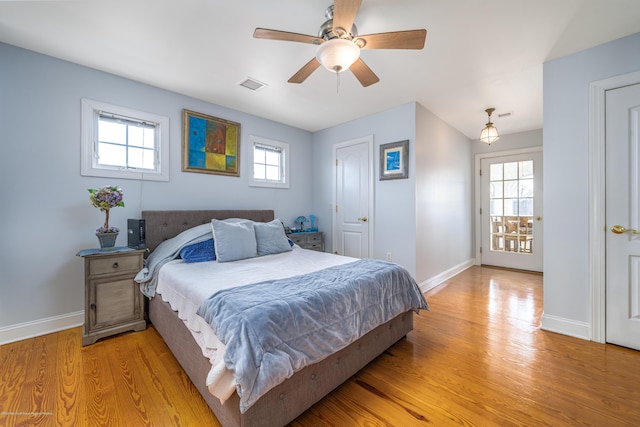 834 Leeward Dr, Forked River, NJ 08731 - bedroom with light wood-type flooring, baseboards, and ceiling fan