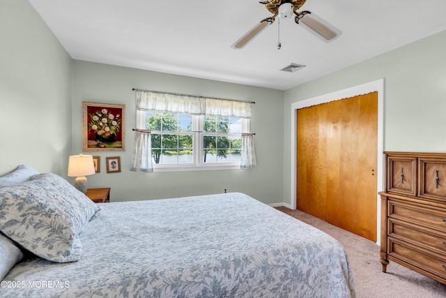 604 N Blvd, Lake Como, NJ 07719 - bedroom featuring carpet floors, a closet, and ceiling fan