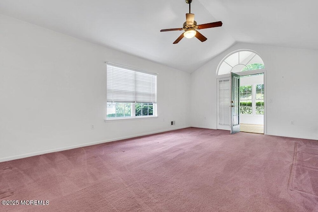 3167 Wood Spring Ln, Toms River, NJ 08755 - unfurnished room with vaulted ceiling, a ceiling fan, and carpet