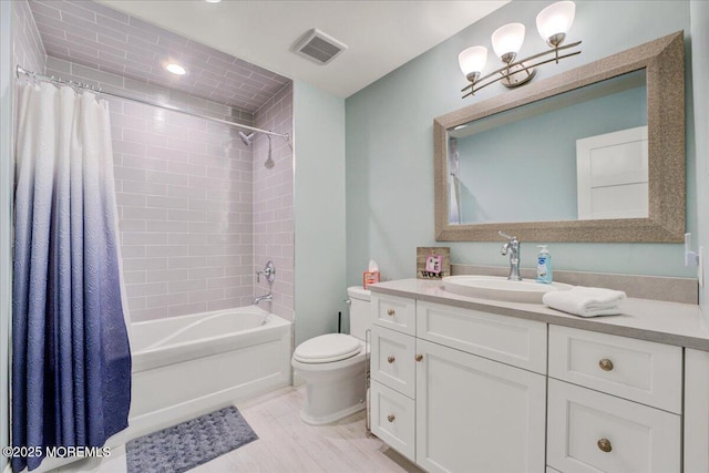 18 Vaughn Dr, Middletown, NJ 07748 - bathroom featuring toilet, vanity, shower / bath combo, and recessed lighting
