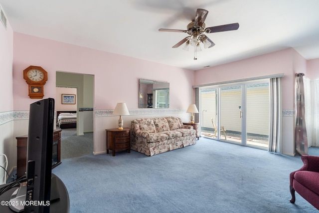 73 Summerhill Dr, Manahawkin, NJ 08050 - carpeted living room with a ceiling fan