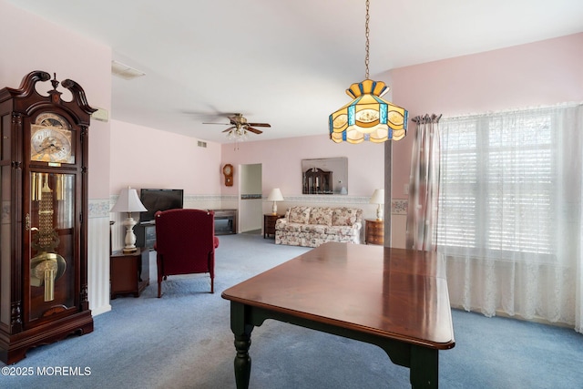 73 Summerhill Dr, Manahawkin, NJ 08050 - carpeted dining space featuring ceiling fan