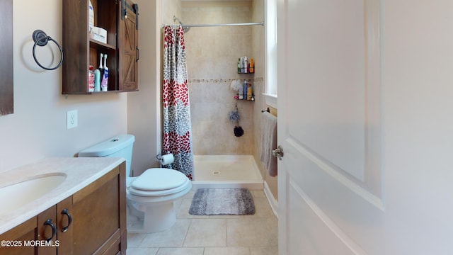 545 Hopedale Dr SW, Berkeley, NJ 08721 - bathroom featuring toilet, vanity, a stall shower, and tile patterned floors