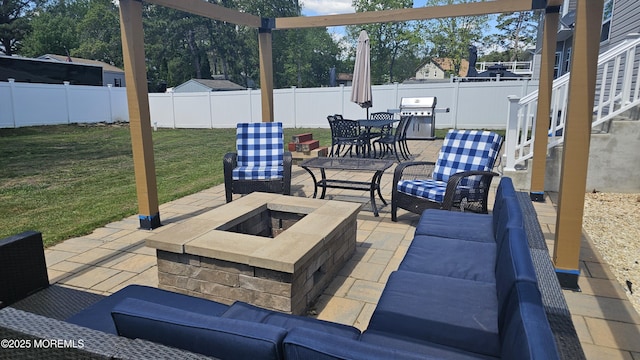545 Hopedale Dr SW, Berkeley, NJ 08721 - view of patio / terrace featuring outdoor dining area, an outdoor living space with a fire pit, and grilling area
