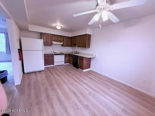 98 Beachway Ave Unit 9, Keansburg, NJ 07734 - kitchen featuring freestanding refrigerator, range, light countertops, dishwasher, and baseboards