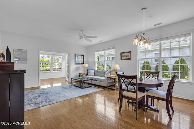27 Cromwell Ln, Jackson, NJ 08527 - dining area featuring healthy amount of natural light, wood finished floors, and ceiling fan