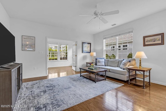 27 Cromwell Ln, Jackson, NJ 08527 - living area with hardwood / wood-style flooring, ceiling fan, and baseboards