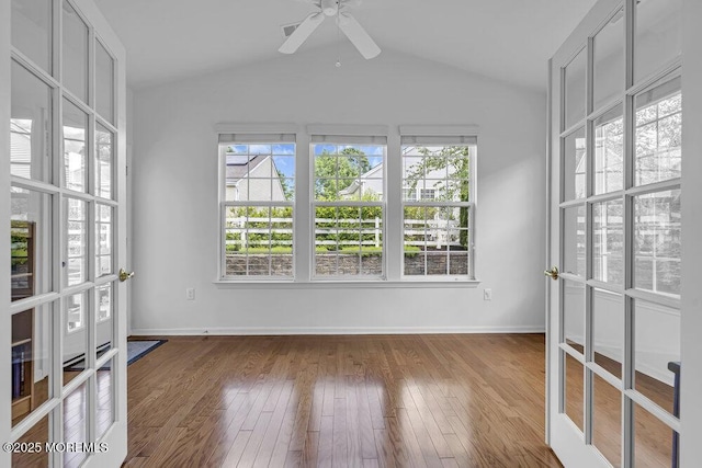 27 Cromwell Ln, Jackson, NJ 08527 - unfurnished room featuring a ceiling fan, vaulted ceiling, hardwood / wood-style flooring, and baseboards