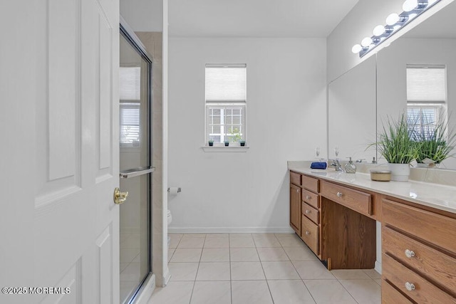 27 Cromwell Ln, Jackson, NJ 08527 - full bath with vanity, a stall shower, tile patterned flooring, baseboards, and toilet