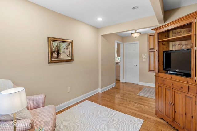 10 Woods Rd, West Long Branch, NJ 07764 - sitting room with light wood-type flooring, baseboards, and recessed lighting