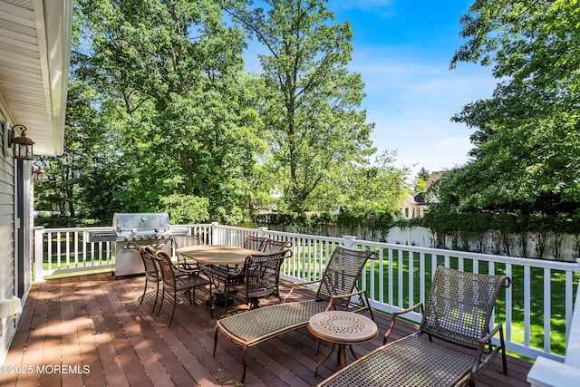 10 Woods Rd, West Long Branch, NJ 07764 - deck with outdoor dining space, a water view, and area for grilling