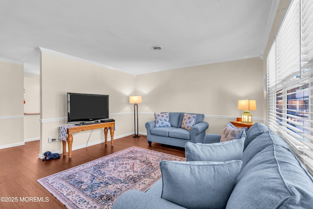 8 Brakenbury Ct, Toms River, NJ 08757 - living room featuring wood finished floors, ornamental molding, and baseboards