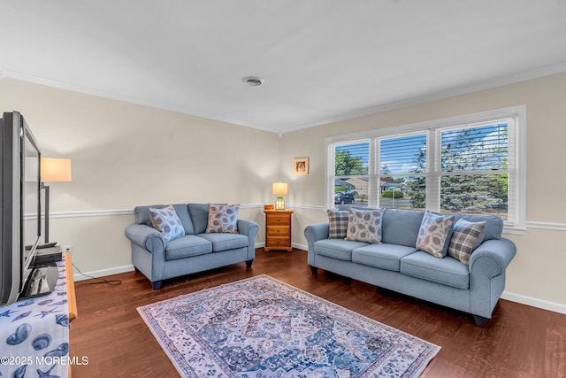 8 Brakenbury Ct, Toms River, NJ 08757 - living area with crown molding, dark wood-style floors, and baseboards