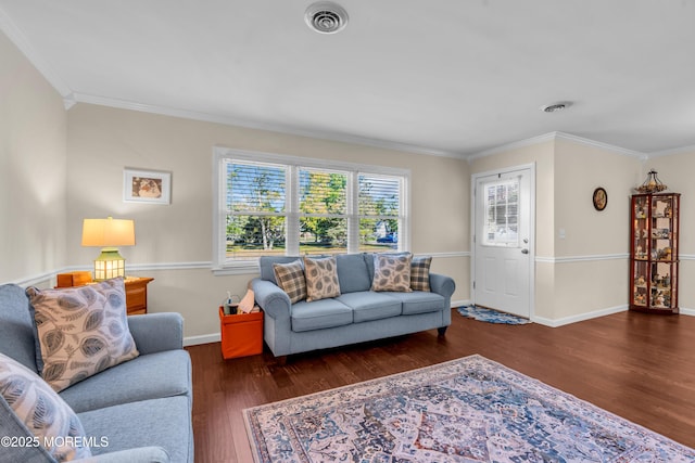 8 Brakenbury Ct, Toms River, NJ 08757 - living room with wood finished floors, crown molding, and baseboards