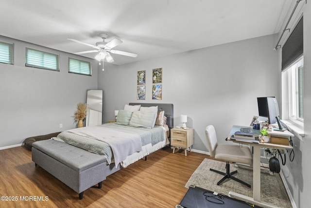 8 Fern Ct, Tinton Falls, NJ 07724 - bedroom featuring light wood-type flooring, a desk, baseboards, and a ceiling fan