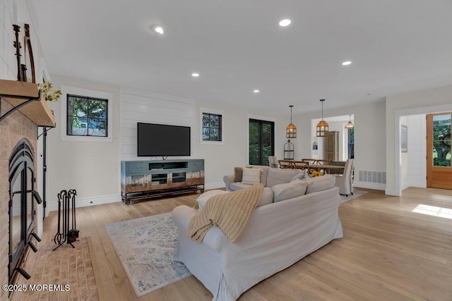 2110 Edgewood Pl, Spring Lake, NJ 07762 - living room with baseboards, light wood-style floors, healthy amount of natural light, and recessed lighting