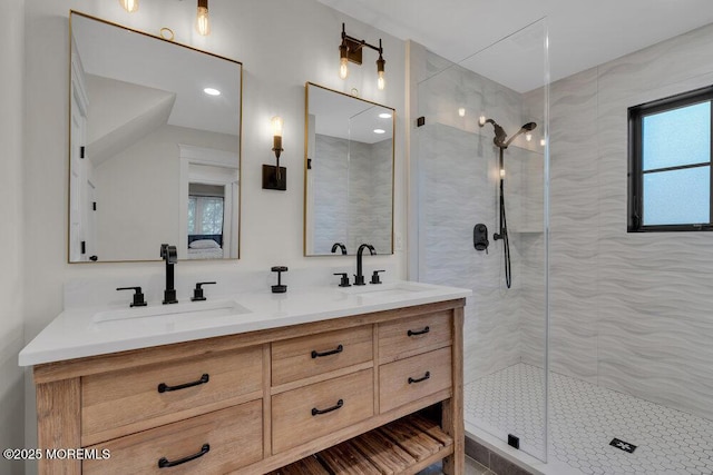 2110 Edgewood Pl, Spring Lake, NJ 07762 - full bathroom featuring a walk in shower and double vanity