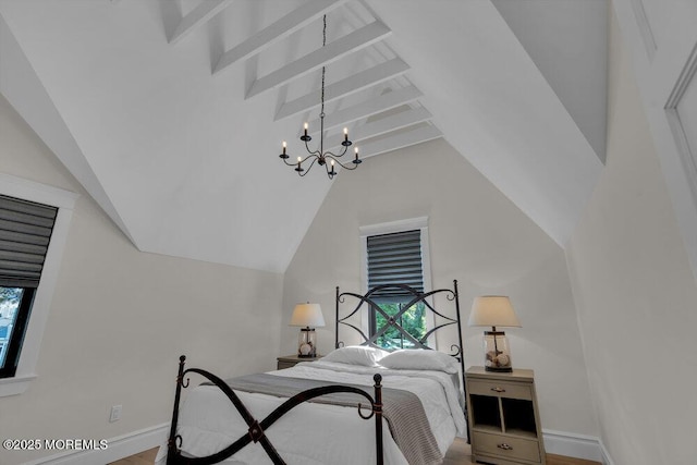 2110 Edgewood Pl, Spring Lake, NJ 07762 - bedroom featuring vaulted ceiling, a chandelier, and baseboards