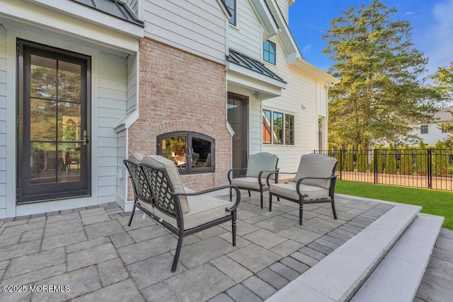 2110 Edgewood Pl, Spring Lake, NJ 07762 - view of patio featuring an outdoor brick fireplace