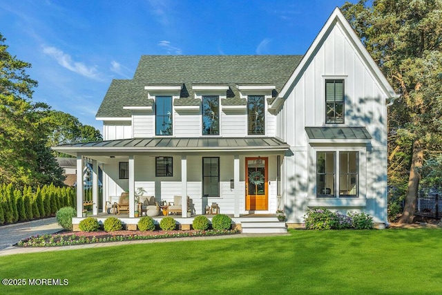2110 Edgewood Pl, Spring Lake, NJ 07762 - modern farmhouse with a standing seam roof, board and batten siding, and metal roof
