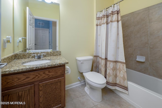 39 Addlestone Ln, Manchester, NJ 08759 - full bathroom featuring toilet, vanity, tile patterned flooring, shower / tub combo with curtain, and baseboards