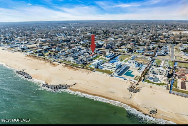 1 Private Dr, Elberon, NJ 07740 - aerial view of property and surrounding area with waterfront with a beach