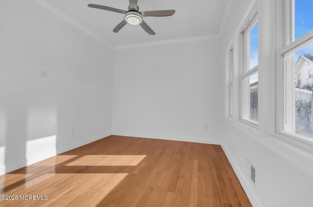 1 Private Dr, Elberon, NJ 07740 - unfurnished room featuring light wood-style flooring, ceiling fan, baseboards, and crown molding