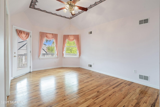146 Inskip Ave, Ocean Grove, NJ 07756 - unfurnished room featuring vaulted ceiling, light wood-type flooring, a ceiling fan, and baseboards