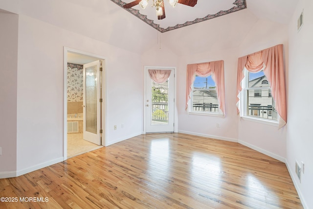 146 Inskip Ave, Ocean Grove, NJ 07756 - spare room featuring ceiling fan, wood finished floors, lofted ceiling, and baseboards