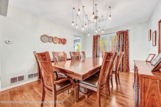 66 Cold Indian Springs Rd, Ocean Twp, NJ 07712 - dining space with light wood-style floors, a chandelier, and baseboards