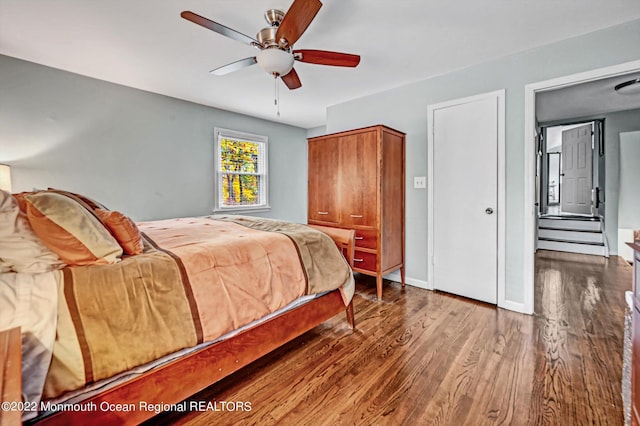 66 Cold Indian Springs Rd, Ocean Twp, NJ 07712 - bedroom with wood finished floors, ceiling fan, and baseboards