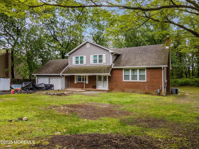 66 Cold Indian Springs Rd, Ocean Twp, NJ 07712 - traditional-style house with a garage, covered porch, a chimney, and brick siding