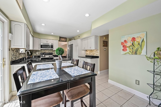 15 Peachstone Rd, Howell, NJ 07731 - dining area featuring light tile patterned flooring, baseboards, and recessed lighting