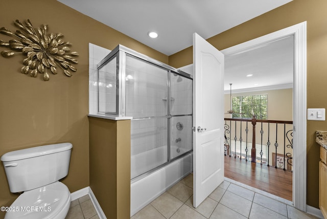 12 Conor Rd, Jackson, NJ 08527 - full bathroom featuring toilet, combined bath / shower with glass door, vanity, tile patterned floors, and recessed lighting