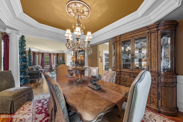 12 Conor Rd, Jackson, NJ 08527 - dining area featuring a chandelier, crown molding, wood finished floors, and a tray ceiling