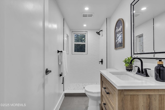 1117 Wake Forest Dr, Toms River, NJ 08753 - full bath with toilet, tile patterned flooring, vanity, a stall shower, and recessed lighting