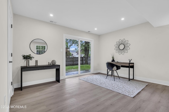 1117 Wake Forest Dr, Toms River, NJ 08753 - home office featuring wood finished floors, recessed lighting, and baseboards