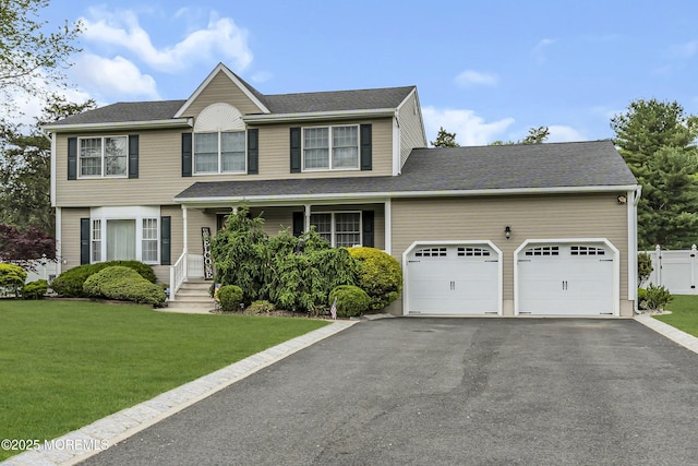 1 River Dr, Farmingdale, NJ 07727 - view of front of house featuring an attached garage, a front lawn, and driveway