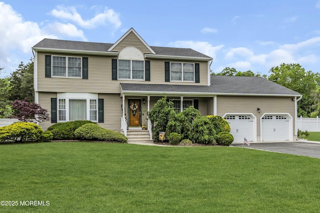 1 River Dr, Farmingdale, NJ 07727 - view of front facade with asphalt driveway, a front yard, and an attached garage