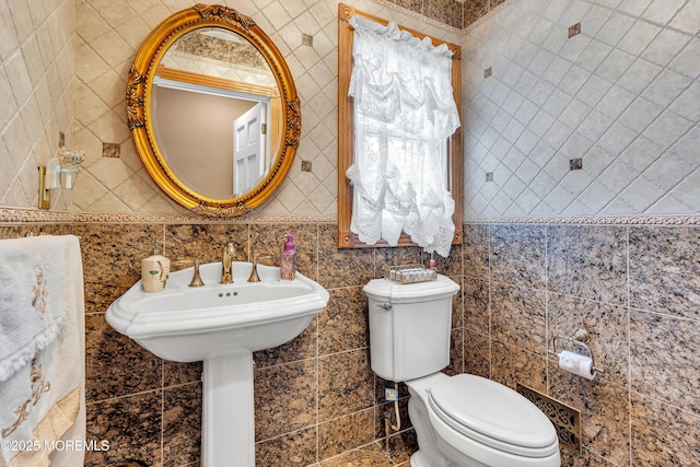 1 River Dr, Farmingdale, NJ 07727 - half bathroom with toilet and tile walls
