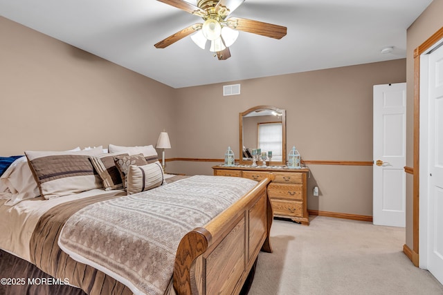 1 River Dr, Farmingdale, NJ 07727 - bedroom with light carpet, baseboards, and ceiling fan