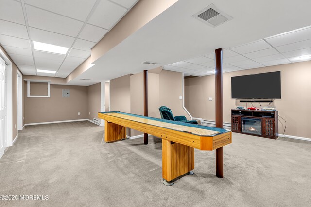 1 River Dr, Farmingdale, NJ 07727 - rec room with a drop ceiling, carpet flooring, and baseboards