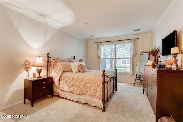 634 Saint Andrews Pl, Manalapan, NJ 07726 - bedroom with light carpet, ornamental molding, and baseboards
